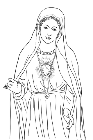 Immaculate Heart Of Mary Coloring Page